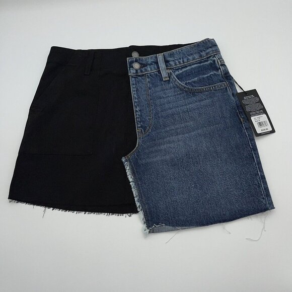 HUDSON Skirt Womens 27 Jeans Split Jean Denim Blue Black Mini Skirt $225 New - Picture 5 of 9